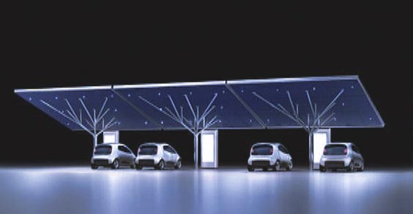 pensilina fotovoltaica e stazione di ricarica per auto elettriche