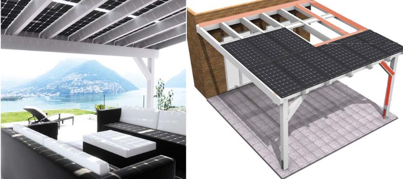 veranda system con pannelli fv vetro vetro